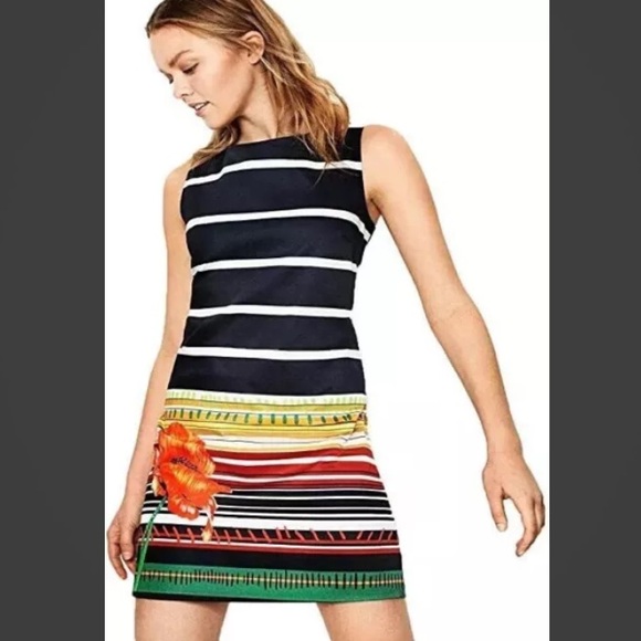 DESIGUAL Ari Floral striped sleeveless sheath mini dress size 12 Spain‎ 46 - Picture 1 of 8